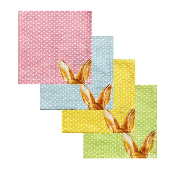 ISAAC MIZRAHI FARMHOUSE EASTER BUNNY 13X19 PLACEMATS SET OF 4 POP OF COLOR NEW - Picture 7 of 7